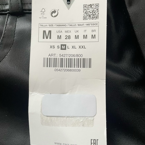 NWT Zara Black Faux Leather Leggings - Picture 5 of 6
